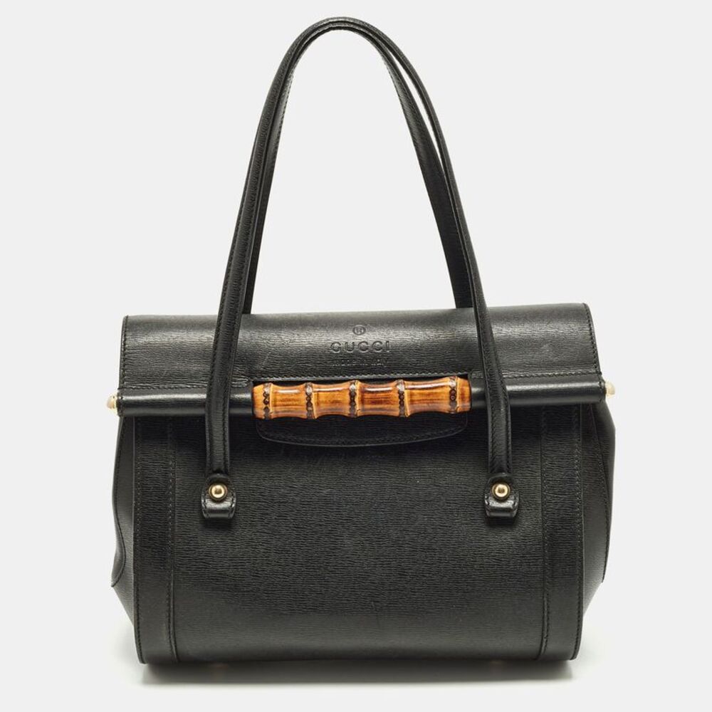 Gucci New Bullet Bamboo Medium Black Leather Bag